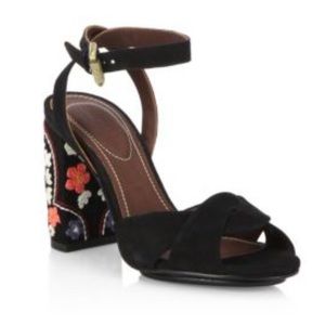See by Chloe Suede Sandals w/ Floral Embroidery Size 38